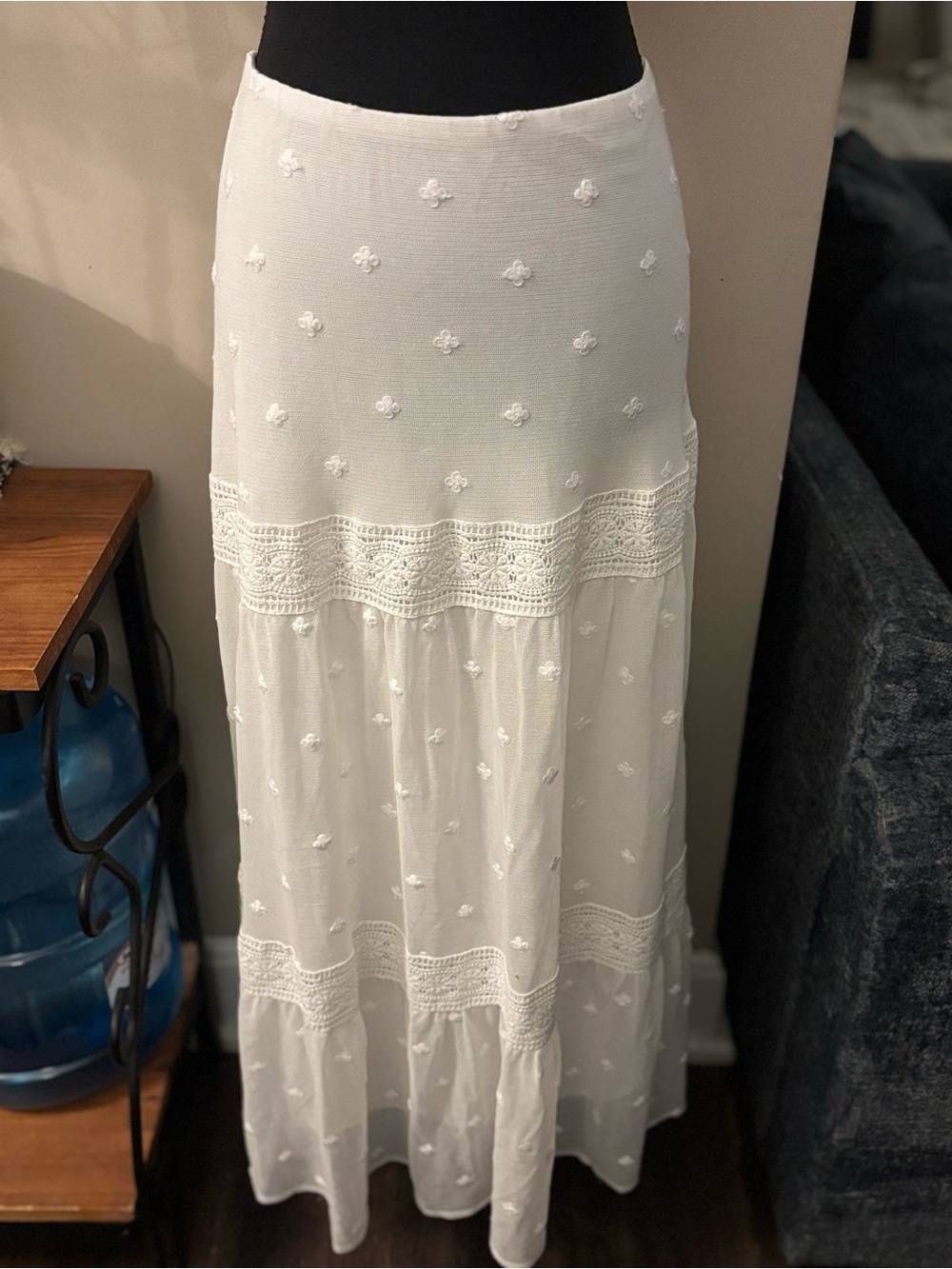 Ralph Lauren White Embroidered Maxi Skirt
